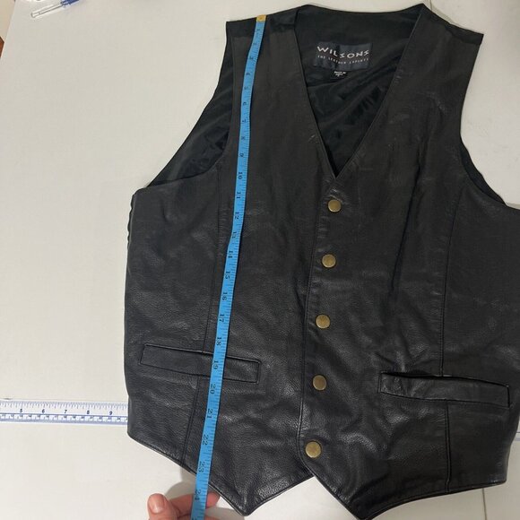 Wilson Black Leather Biker Moto Vest Mens Size S - Picture 9 of 9